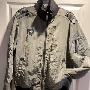 Men's Military Inspired Style Jacket in Olive Green Size L